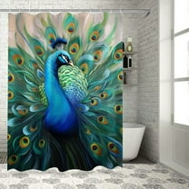 Fenyluxe Peacock Feathers Pretty Shower Curtain Bathroom Decor Polyester Fiber with Hooks 36x72