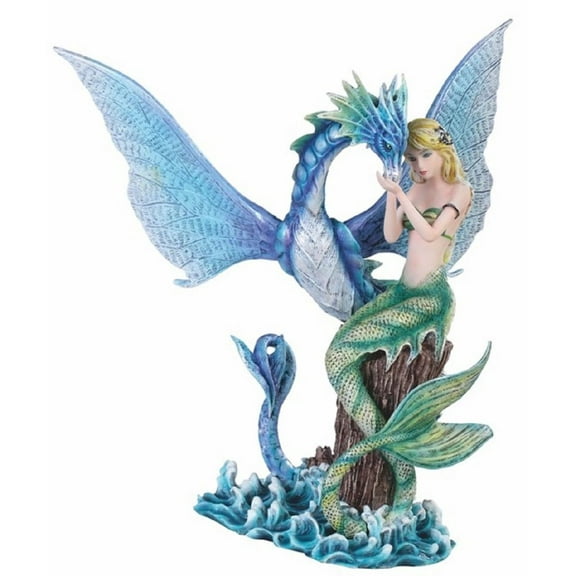 FC Design 11"H Blue Mermaid with Sea Serpent Statue Fantasy Decoration Figurine