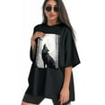 thumbnail image 3 of Plus Size Shirt for Women Black Tops for Women Short Sleeves Shirt for Women Wolf T Shirt Oversized Shirt for Women S, 3 of 5