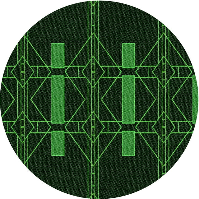 Ahgly Company Tapis Rond Lavable en Machine Intérieur Transitionnel Vert, 4 Pieds Rond