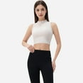 thumbnail image 4 of Women's Half Zip-Up Mock Neck Crop Top with Sleeveless Design - X Large, Off White, 4 of 7