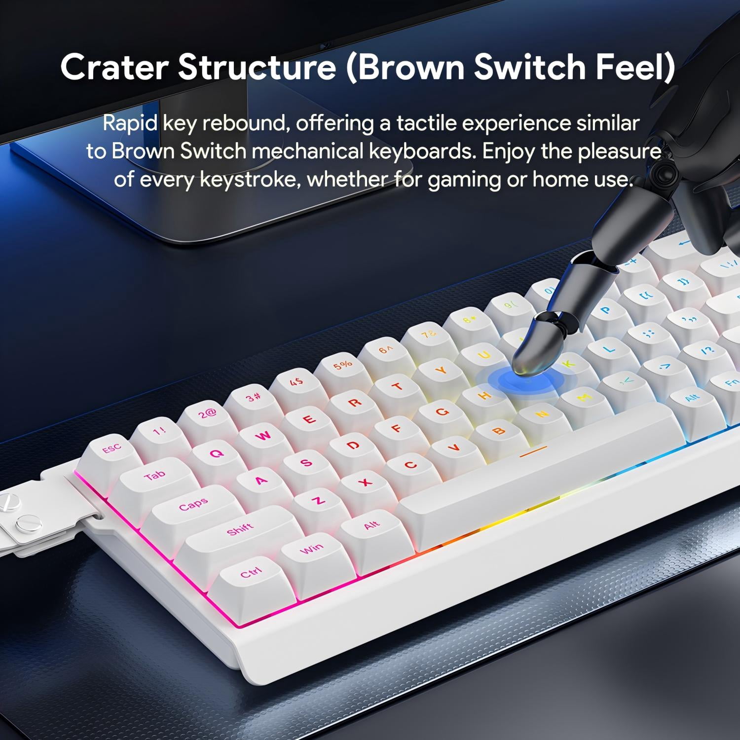 Rechale 60% Layout 68-Key Wired RGB Mechanical Feel Keyboard, PBT Keycaps, Removable Ribbon, Silent Gasket Structure, 8000Hz Polling Rate, Anti-Ghosting, RGB Backlit, for PC Gamers Office Windows Mac
