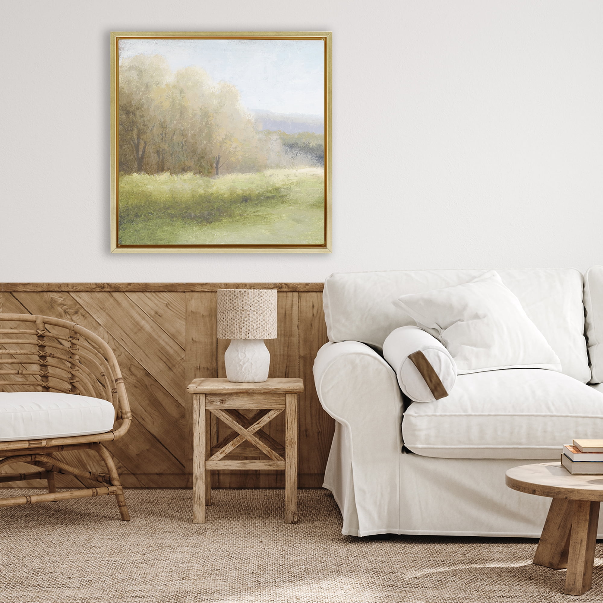 Stupell Industries Within Familiar Place Meadow Gold Framed Floater Canvas Wall Art, design by Michael Marcon