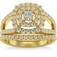 thumbnail image 4 of Pompeii 1 3/4Ct Natural Diamond Cushion Halo Engagement Wedding Ring Set in 10k Gold, 4 of 6