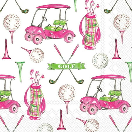 IHR Ideal Home Range 3-Ply Paper Napkins Rosanne Beck Collections, 20-Count Cocktail Size, Girly Golf