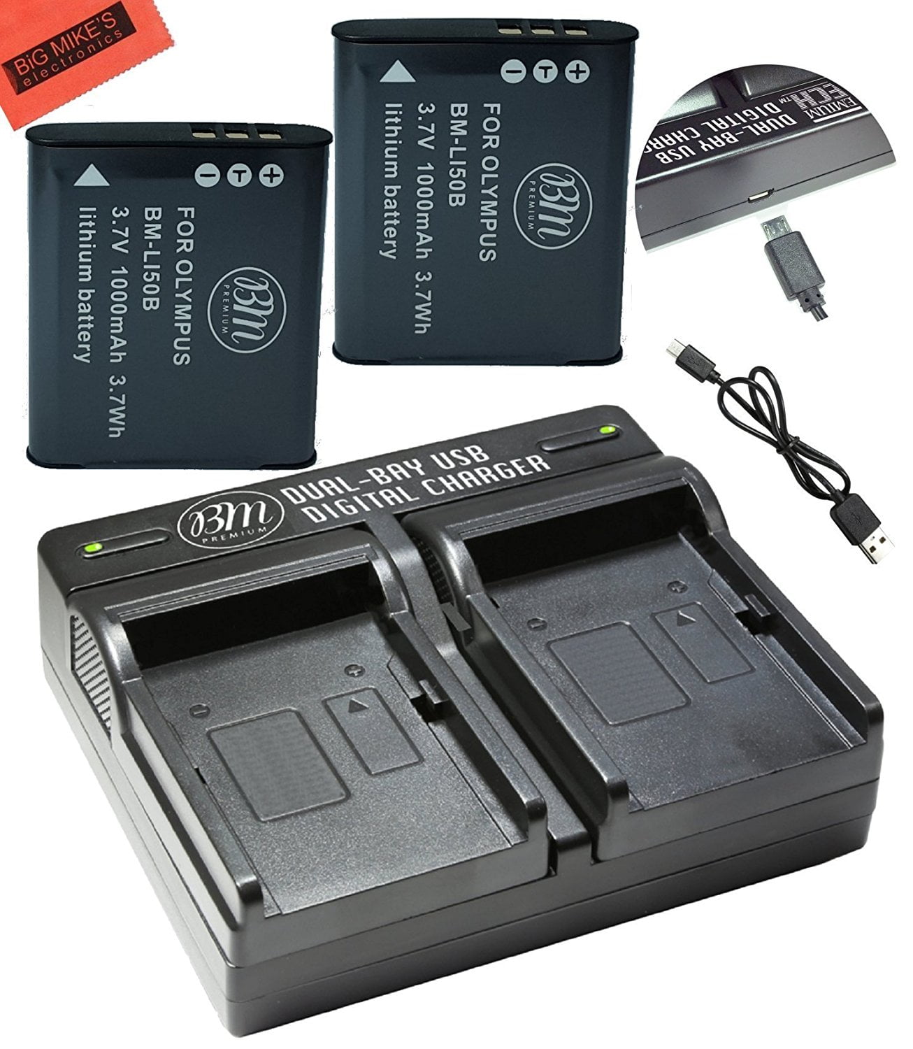 BM Premium 2 Pack Of LI 50B LI50B LI 50 LI50 Batteries And Dual