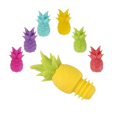 

George 7 Pieces Pineapple Silicone Bottle Stopper Wine Glass Markers Silicone Charms And Wine Stoppers Reusable Beverage Bottle Stoppers Wine Glass Charms