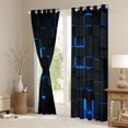 thumbnail image 3 of Manfei Neon Futuristic Cubes Blackout Curtains, Geometric Theme Curtains Pack of 2 (42x84 Each), Blue Black, 3 of 6