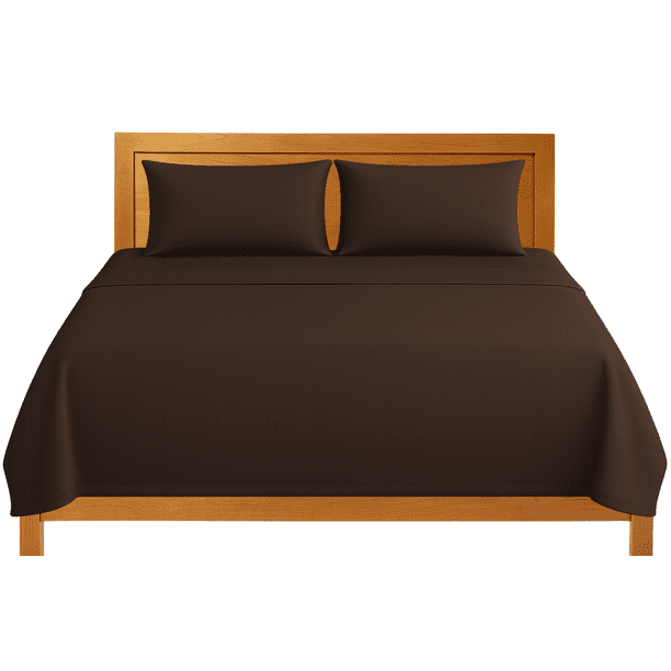 Sábanas King Size Lisas We2 Dream 100% Algodón Color Chocolate Trufa 4 Piezas