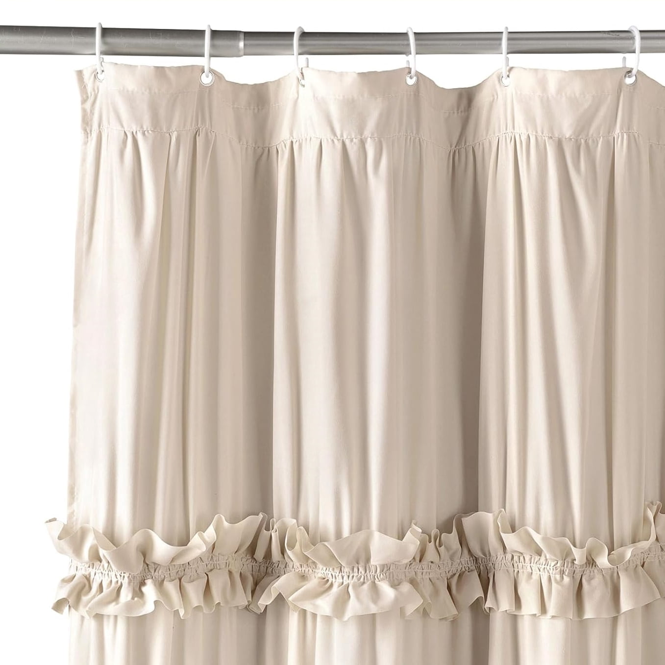 Psoiuetr Ruffle Vintage Shower Curtain Boho Farmhouse Shower Curtain for Bathroom Beige 72" L x 72" W