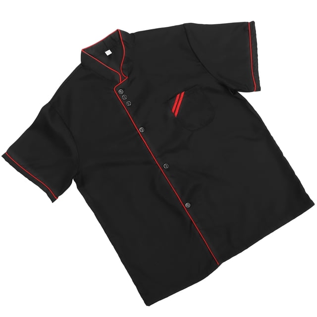 SHOWERORO Black Short Sleeve Chef Jacket Casual Loose Catering Jacket Oil Proof for Kitchen Use