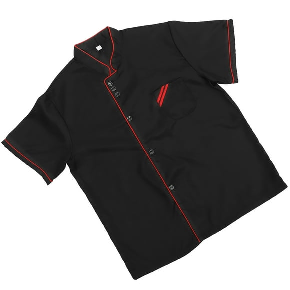 SHOWERORO Black Short Sleeve Chef Jacket Casual Loose Catering Jacket Oil Proof for Kitchen Use