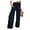Blue, variant on Wide Leg Pants for Women High Wasited Baggy Palazzo Pants Casual Pull On Bell Bottom Smocked Elastic Waist Pants
