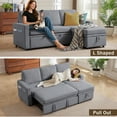 thumbnail image 4 of Pingliang Home Pull Out Sleeper Sofa Bed Sectional Sofa with Storage Chaise,L Shaped Sectionals Couches with Side Pockets,Modern Linen Reversible Sofa Couch for Living Room Apartment Office Studio, 4 of 9