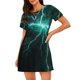 thumbnail image 1 of Easygdp Green Lightning Flash Camisón de manga corta para mujer, informal, estampado, 1 of 6