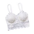 thumbnail image 2 of Spaghetti Straps Beauty Back Lady Bra Wire Free Flower Pattern Lace Push Up Stretchy Bra for Jogging Royal Blue L, 2 of 13