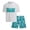 White/Teal Shark, variant on Big Chill Boys Swim Set - UPF50  Short Sleeve Rash Guard Swim Shirt and Swim Trunks 2 Piece Set
