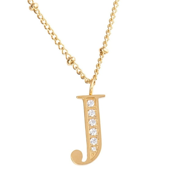 Collar Inicial de Mujer Letra A LuckyLy, Acero Inoxidable, Baño de Oro 18k y Zirconia Cúbica, Modelo Olga dorado UNITALLA