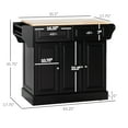 thumbnail image 3 of Homiyad Triple-Cabinet Kitchen Island on Wheels, Kitchen Storage Cabinet with Drawers, Rolling Utility Cart, Black, 3 of 8