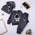 thumbnail image 4 of Ruyang 3 Piece Baby Boys Girls Clothes Cat Print Long Sleeve Pullover Hooded Zipper Vest Thick Pants Outfits Fall Warm Sets for Toddler, 4 of 8