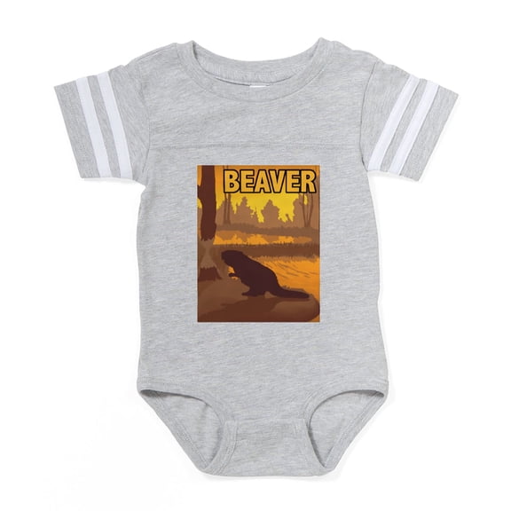 CafePress - Beaver CROP Text - Cute Infant Baby Football Bodysuit