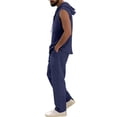 thumbnail image 5 of HBGVBA 2 Piece Fashion Outfit for Men Sleeveless Button Hoodie with Drawcord Elastic Waist Pocket Pants Set, 5 of 5