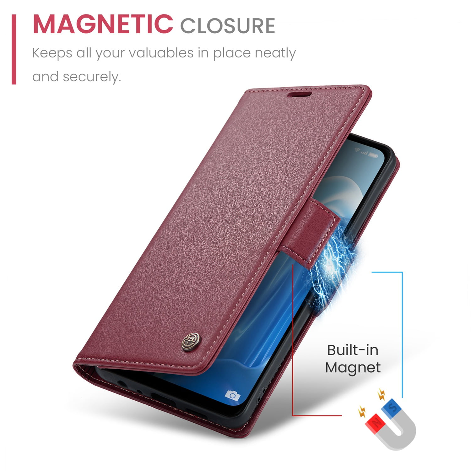 ETFAST Leather Phone Case Wallet With Card Holder Zipper For OPPO Reno 8 4G High Quality Leather Phone Case
