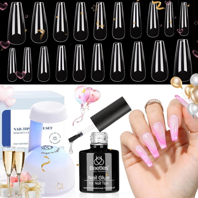 Kit de extensión de uñas Beetles Gel Uail con 500 puntas para uñas