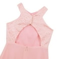 thumbnail image 5 of YEAHDOR Kids Girls Chiffon Floral Lace Party Dress Cutout Back Flower Girl Dress Elegant Summer Princess Party Dress A Pink 6, 5 of 7