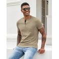 thumbnail image 3 of COOFANDY Men Short Sleeve Casual T Shirt Basic Solid Button Henley Daily Shirt with Pocket, 3 of 9