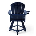 thumbnail image 6 of WestinTrends Malibu Outdoor HDPE Adirondack Swivel Counter Height Bar Chair With Cup Holder, Navy Blue, 6 of 15