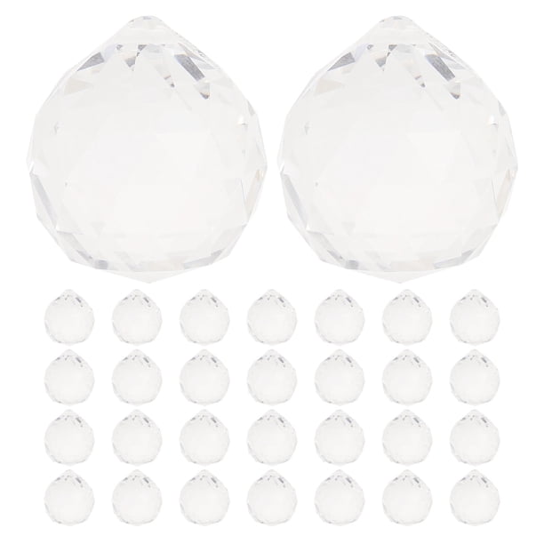 30 cuentas atrapasoles: Prismas de cristal para ventanas, adornos colgantes, cristales transparentes para decoración de interiores.