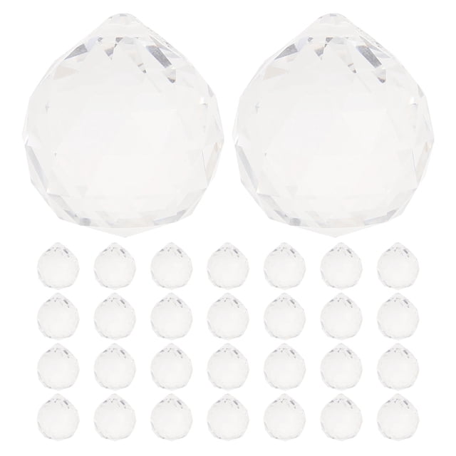 30 cuentas atrapasoles: Prismas de cristal para ventanas, adornos colgantes, cristales transparentes para decoración de interiores.