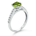 thumbnail image 3 of Gem Stone King 10K White Gold 8MM Cushion Cut Green Peridot and White Lab Grown Diamond Engagement Ring for Women (2.63 Cttw, Gemstone August Birthstone, Available in Size 5, 6, 7, 8, 9), 3 of 4