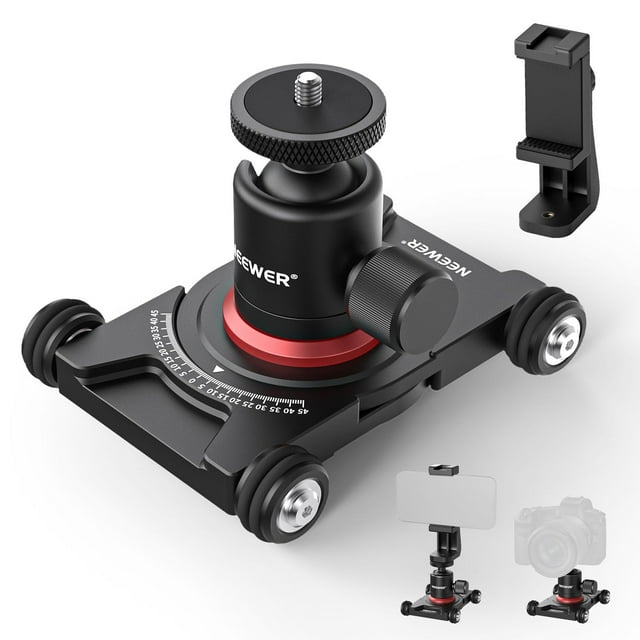 Cámara Slider Dolly Neewer SD001 con cabezal esférico y abrazadera para teléfono