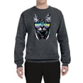 thumbnail image 2 of DJ Kitty Cat with Headphones | Mens Cat Lover Crewneck Graphic Sweatshirt, Charcoal, Large, 2 of 3