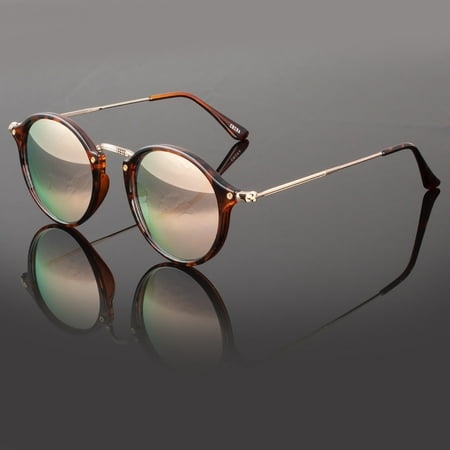 Retro Fashion Full Frame Flash Mirror Lens Round Vintage Master Sunglasses