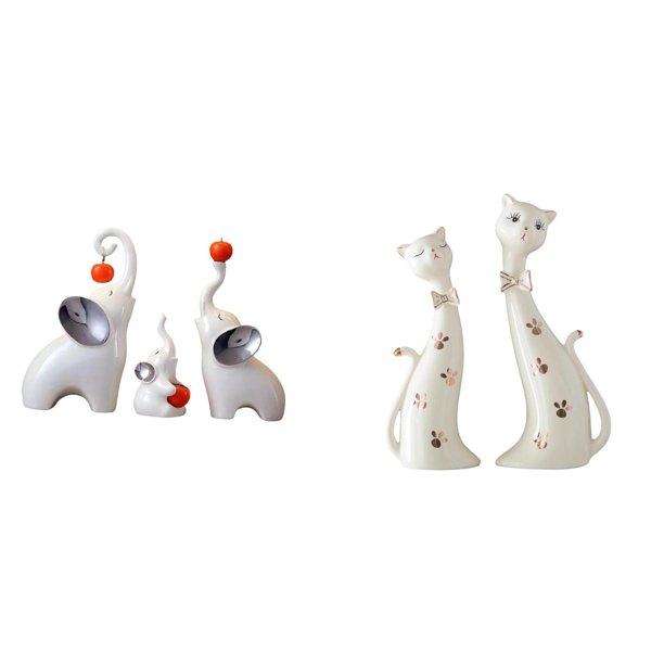 Esculturas De Elefantes Y Gatos, Estatuas De Animales, Manualidades, Decoraciones De Escritorio, Figuras Familiares Para Escritorio, Sala De Estar, Dormitorio, Regalo De Boda, Repisa De