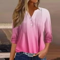 thumbnail image 2 of Summer Savings Clearance 2024! TAGOLD Summer Tops T-shirt Blouse for Womens,Women's Fashion Solid Long Sleeve Blouse Buttons V Neck Casual Tops, 2 of 5