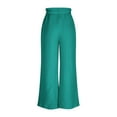 thumbnail image 5 of Pants for Women Wide Leg Paperbag Waist Trousers Linen Blend Culottes Smocked Waistband Beach Summer Boho Vacationwear, 5 of 7