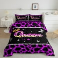 thumbnail image 2 of Castle Fairy Teens Queen Crown 3 Pieces Queen Comforter Set,Bling Butterflies Cheetah Print Ultra Soft Bedding Sets,Black Purple Bedding Comforter Set Breathable,Breathable Home Decor,Reversible, 2 of 8