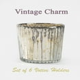 thumbnail image 2 of Serene Spaces Living Set of 6 Silver Ribbed Votive Candle Holders, Glass Finish, 2 of 5