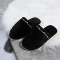 thumbnail image 6 of HNMKIU Elegant Women's Cozy Home Slippers Warm Flat Scuff with Rhinestone Detail for Autumn Winter Relaxation Z01_Black,6.5, 6 of 7