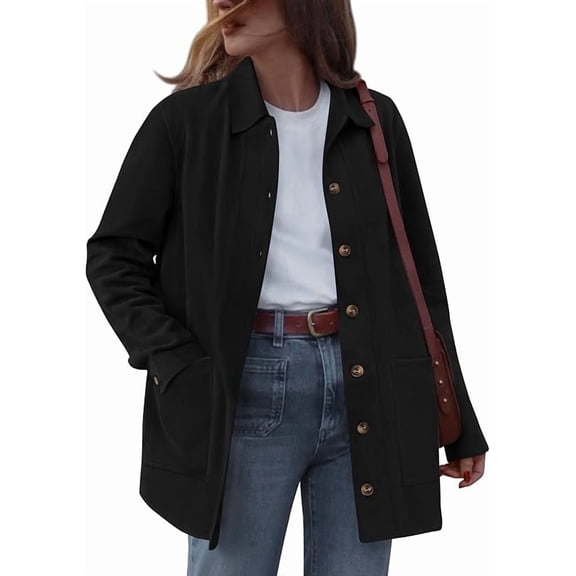 BTFBM Faux Suede Jacket Women Fall Fashion Leather Jackets Long Sleeve Button Down Winter Coats Shackets Outerwear