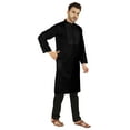 thumbnail image 2 of Atasi Indian Solid Kurta Pajama Set For MensMandarin Collar Casual Long-Wear Kurta, 2 of 7
