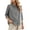 Gray, variant on Women's Linen Cotton Blend 3/4 Sleeve Layered Fake Two-Piece Button Down Shirt,Black Women's M-XXL