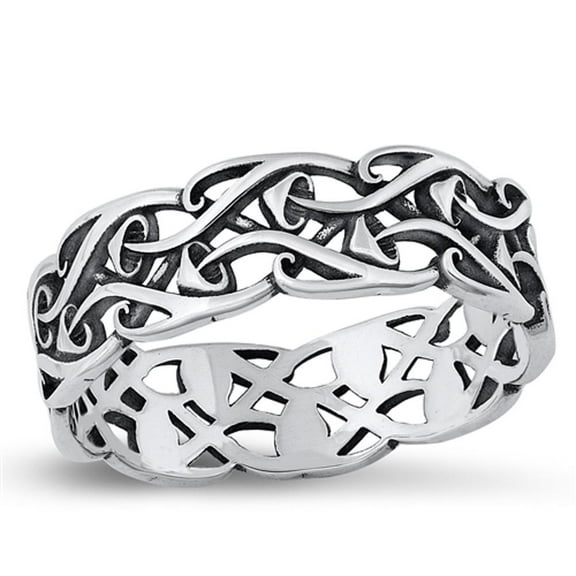 Beautiful Fantasy Ring .925 Sterling Silver Groovy Wavy Mushroom Band Jewelry Female Male Size 7