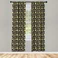 thumbnail image 3 of Ambesonne Floral Curtains, Print Dreamy Garden Flowers, Pair of 28"x63", Pastel Yellow and Dark Grey, 3 of 5