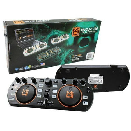 Mr. Dj MVDJ-1000BK USB Dj Mix Controller with Dual Individual Mixing Channels to Connect a Computer for Audio and