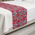 thumbnail image 2 of Floral Bed Runner, Budding Flowers with Stripes on the Background, Decorative Accent Bedding Scarf for Hotels Homes and Guestrooms, King, Dark Pink Sky Blue, by Ambesonne, 2 of 2